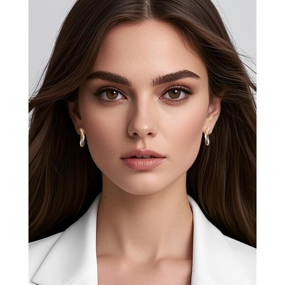 🆕 Women Silver Hoop Earring Lightweight Twisted Desgined Hypoallergenic Jewelry - Picture 4 of 7